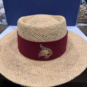 Logofit Texas State Bobcats Straw Hat OSFM Tan Maroon UV Protection Game Day